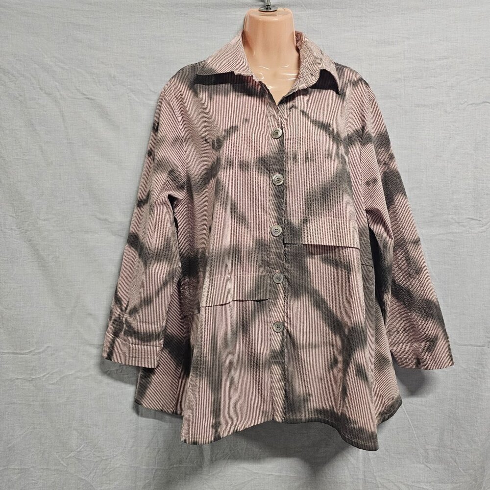Dress to Kill Women Top Tunic Blouse Shirt One Size Tied Dye Button Up - Picture 3 of 15